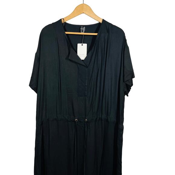 NEW! 17 Sundays Loose Knit Sheath Dress Tie Waist Black Cap Sleeve - 14 - Picture 1 of 6